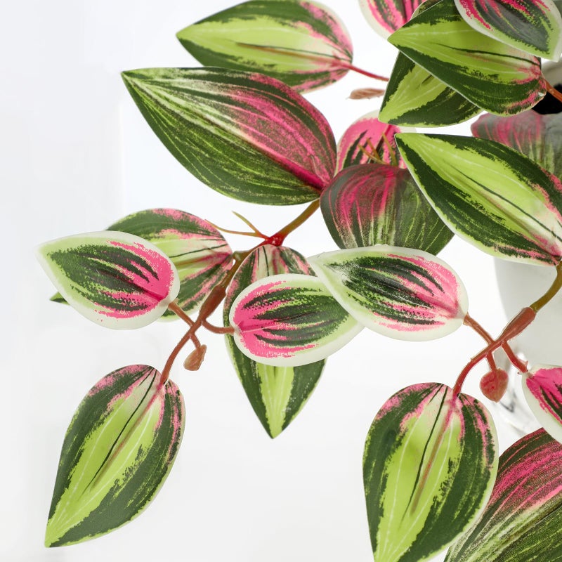 Briful Small Faux Plants Indoor Artificial Potted Silk Plants Fake Watermelon Peperomia Trailing Vine Plant for Home Office Bathroom Table Shelf Mantle Modern Decoration(Red Green- 1 Pack) - Image 3