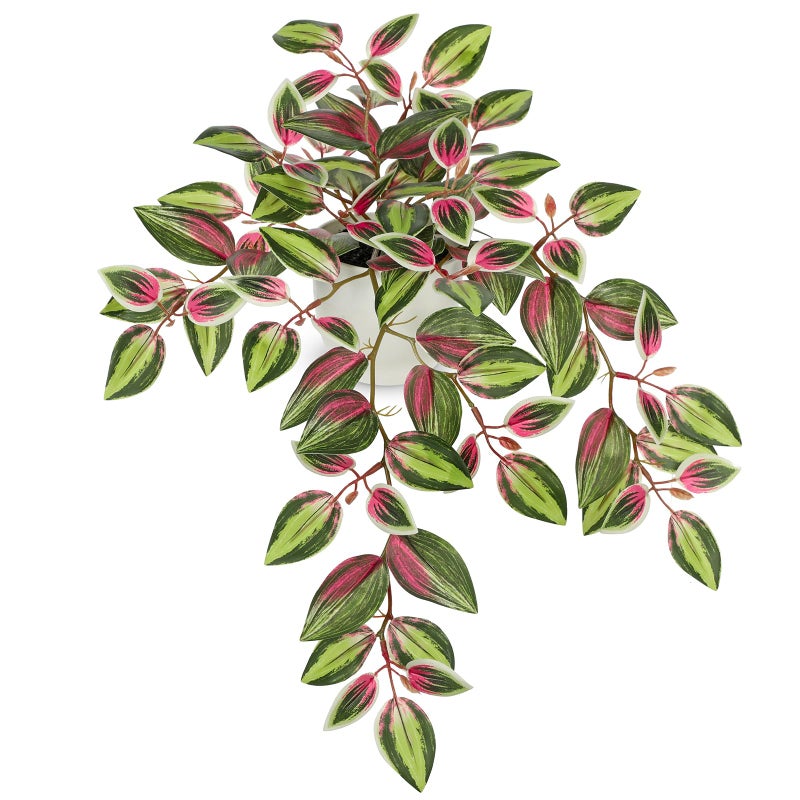 Briful Small Faux Plants Indoor Artificial Potted Silk Plants Fake Watermelon Peperomia Trailing Vine Plant for Home Office Bathroom Table Shelf Mantle Modern Decoration(Red Green- 1 Pack) - Image 1
