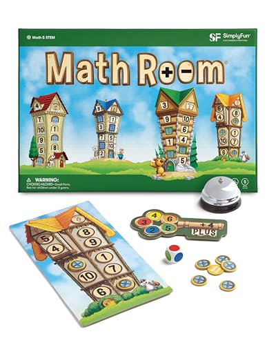 SimplyFun Math Room Educational Game Quick Thinking Fun Games for Kids Ages 5 Up Fast Solving Addition Subtraction Game 2 to 4 Players - Image 1