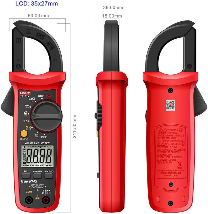 UNI-T UT202+ Digital Clamp Meter with True RMS and NCV - Image 4