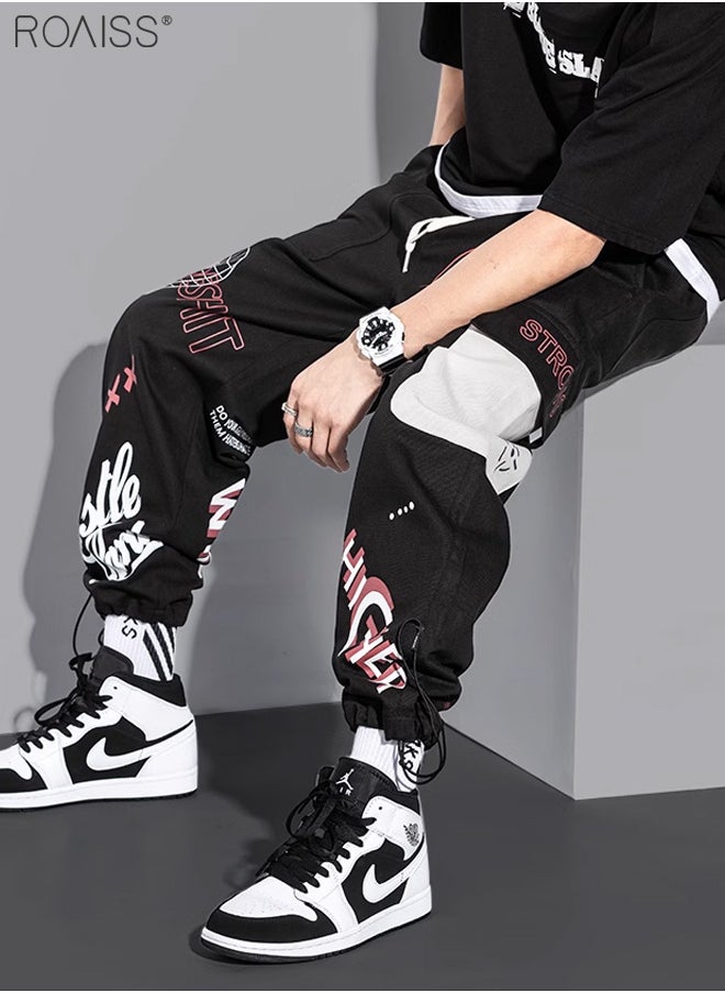 roaiss - Graffiti Multi Pockets Loose Cargo Pants Fashion Oversized Hip Hop Trousers - Image 1