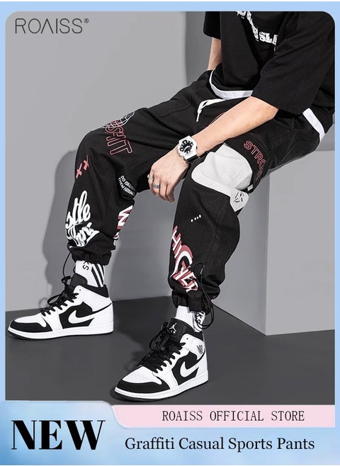 Graffiti Multi Pockets Loose Cargo Pants Fashion Oversized Hip Hop Trousers
