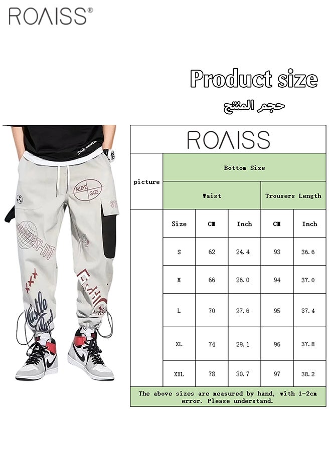 roaiss - Graffiti Multi Pockets Loose Cargo Pants Fashion Oversized Hip Hop Trousers - Image 1