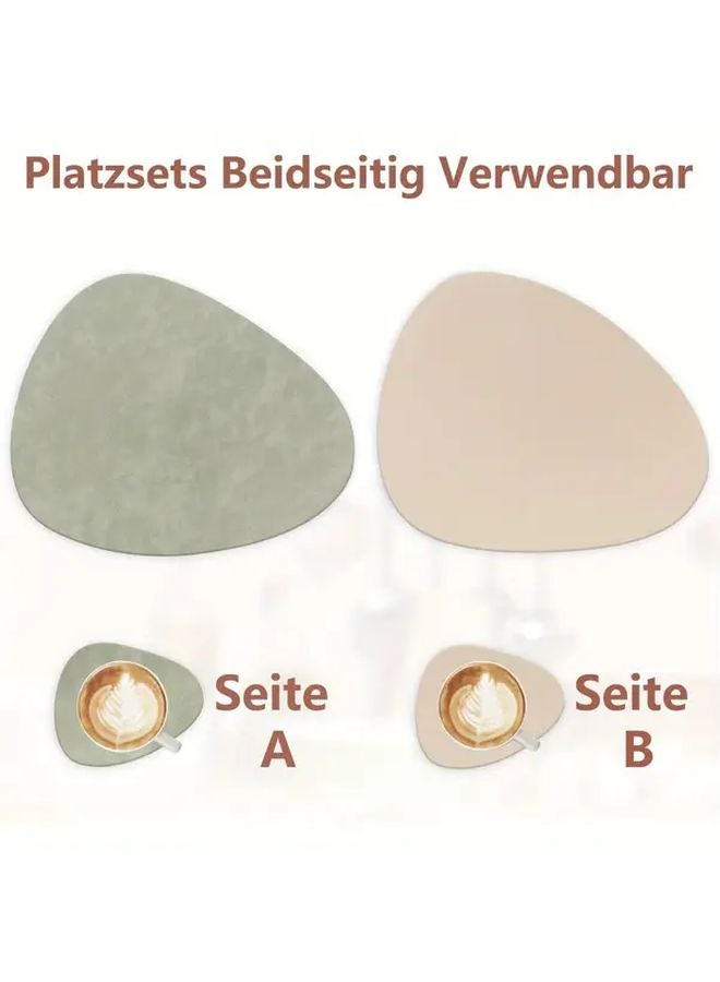 Upgrade Oval Reversible Faux Leather Table Mats Washable Set With 6 Coasters Dark Blue Yellow - Image 4