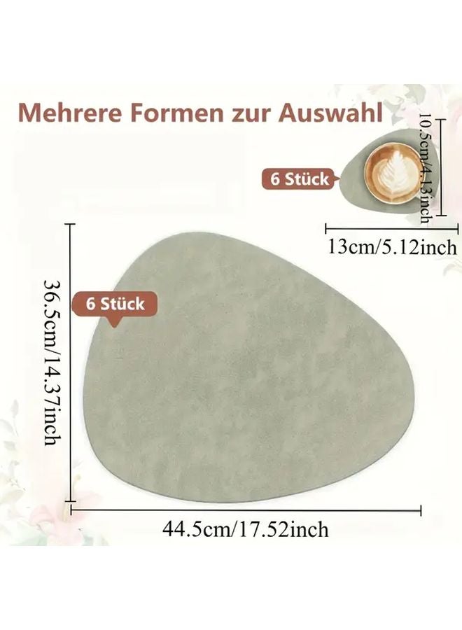 Upgrade Oval Reversible Faux Leather Table Mats Washable Set With 6 Coasters Dark Blue Yellow - Image 3