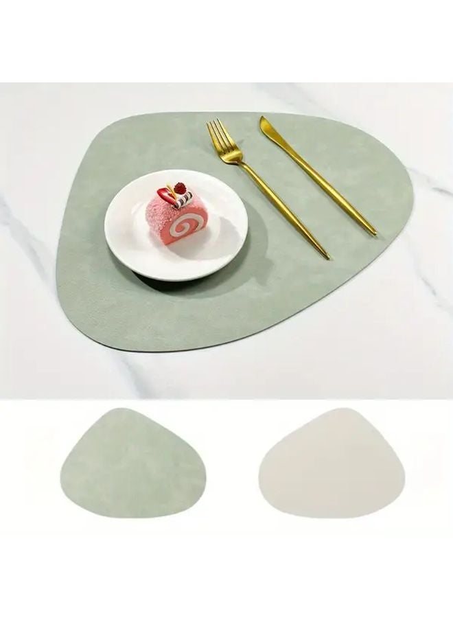 Upgrade Oval Reversible Faux Leather Table Mats Washable Set With 6 Coasters Dark Blue Yellow - Image 5