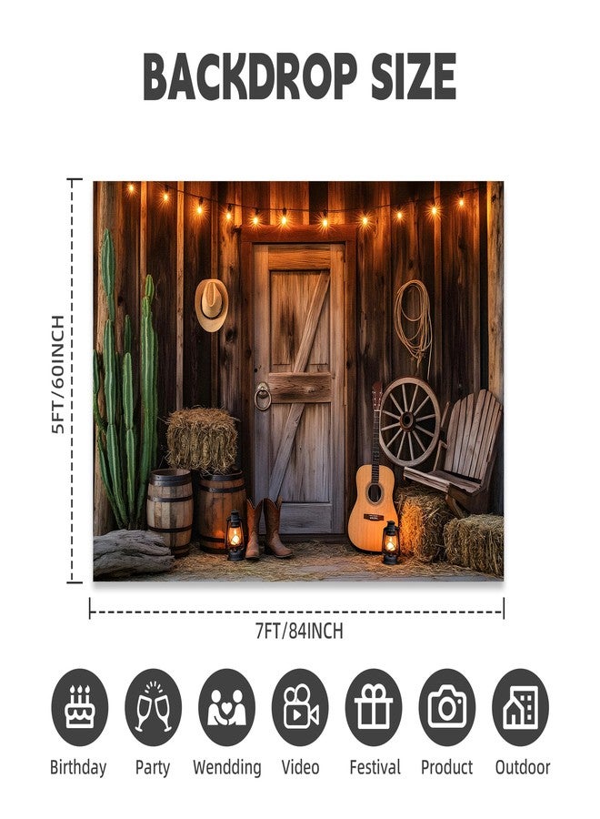 Dormirpilow Western Cowboy Backdrop,Wild West Rustic Wooden Barn House Photography Background, Western Party Supplies for Party Decorations 7X5FT - Image 2