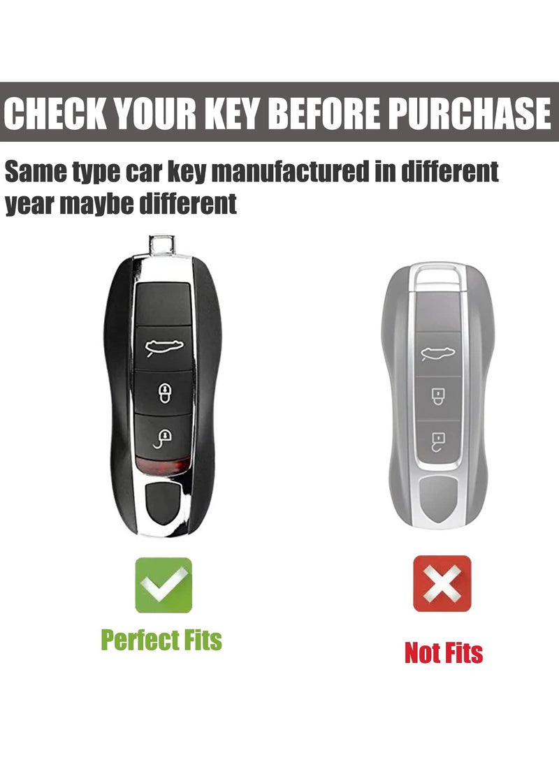 Excefore For Porsche Key Fob Cover With Keychain Lanyard, Key Fob Protector Shell Compatible With Porsche Boxster Cayenne Panamera Cayman Macan Carrera 911 991 Keyless Entry Smart Key Case - Image 2