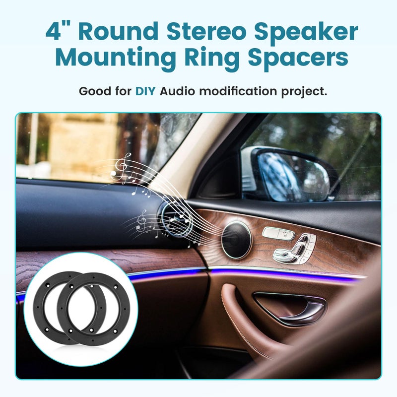 NuIth 4 Inch Speaker Spacer Adapter Ring Mounting Bracket 4 PCS, Auto Car Universal Fit 4â€ Plastic Speaker Ring Adapter 0.43 Inch Depth, 4 Inch Plastic Car Stereo Speakers Spacer(Black) - Image 3