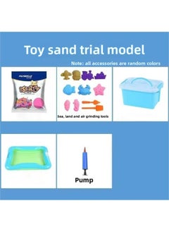 Space Toy Sand Suit Fire Starry Sky Safety Non-toxic Colored Sand Non-sticky Hand Magic Sand Power Mud Children's Toys-Color:Need Multi-color Message Notes-Specifications:1.5kg Set + Sea, Land And Air + Storage Box + 60*45 Air Cushion