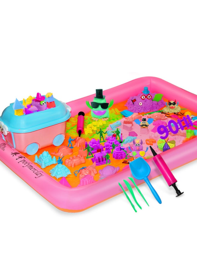 Generic - Space Toy Sand Suit Fire Starry Sky Safety Non-toxic Colored Sand Non-sticky Hand Magic Sand Power Mud Children's Toys-Color:Need Multi-color Message Notes-Specifications:1.5kg Set + Sea, Land And Air + Storage Box + 60*45 Air Cushion - Image 1