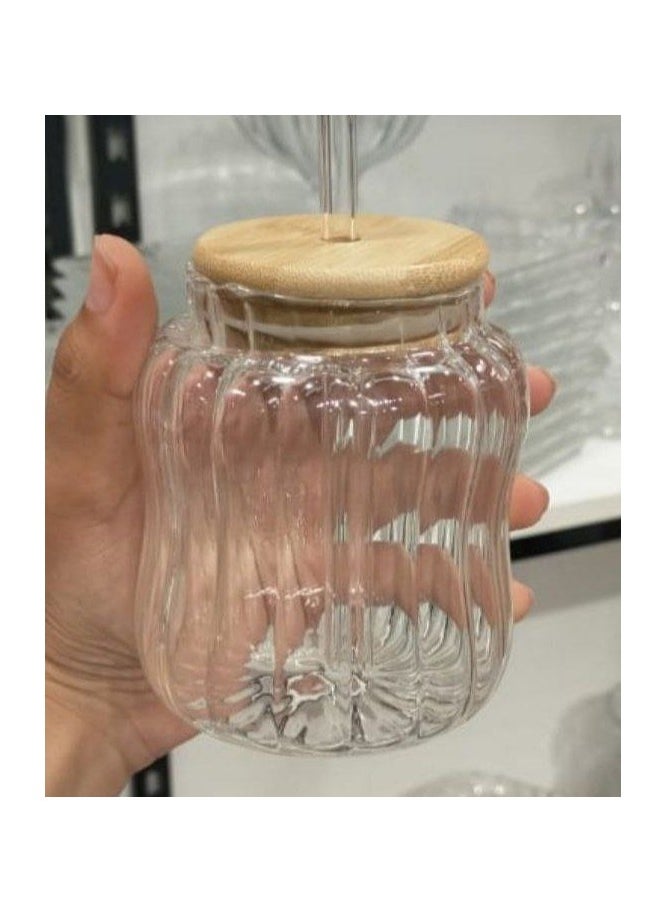 Generic - Elegant Ribbed Pyrex Glass Cup – Dual-Use for Hot and Cold Drinks, Clear & Pure - Image 1