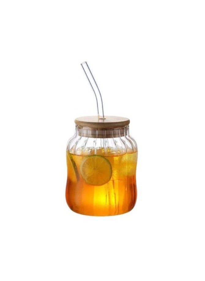 Generic - Elegant Ribbed Pyrex Glass Cup – Dual-Use for Hot and Cold Drinks, Clear & Pure - Image 1