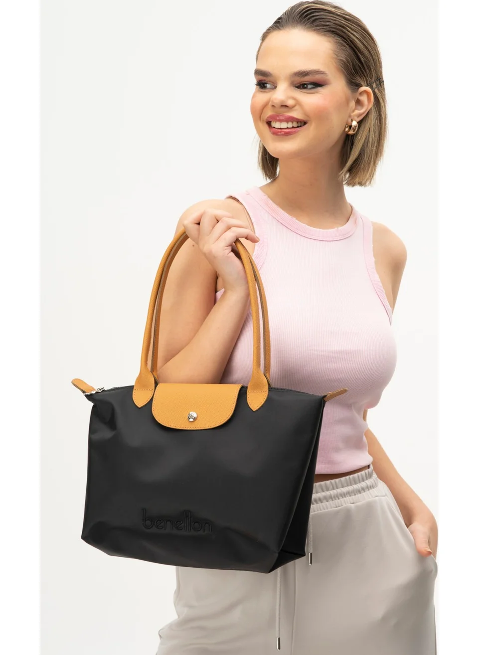 UNITED COLORS OF BENETTON Benetton Women's Handbag Black-Camel BNT1357