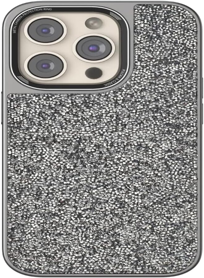 Next Store Custom Luxury Diamond Glitter Phone Case Compatible with iPhone 15 Pro Max, Fashion Glitter Back Case.(Silver)
