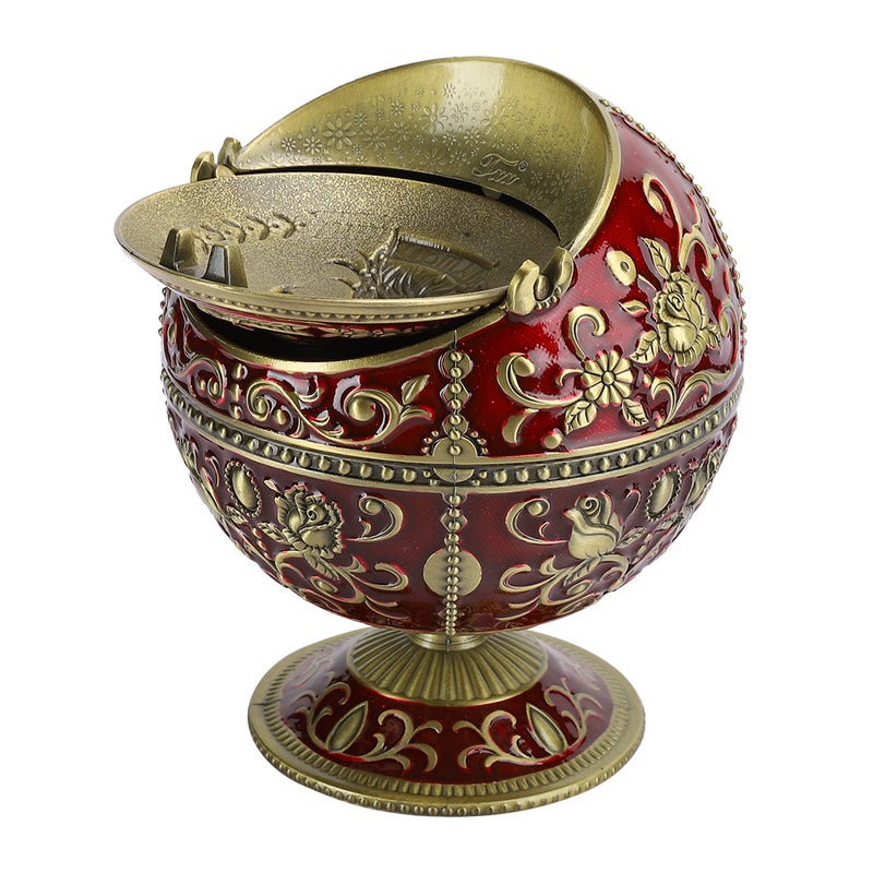 Innovetive Ashtray Wine Red Eagle Metal Globe with Lid Decorative Ornaments Craft Gifts - Image 5