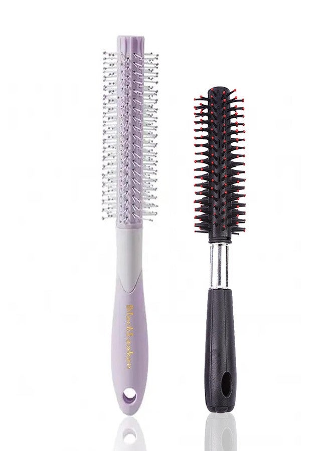 BlackLaoban Round Hair Brush For Blow Drying, Styling, Curling, Hair Brush Roller Volumising Hair Styling Brush Massaging Scalp Ball-Tipped Bristles Styling Tool K-SB3 (Pack Of 2) - Image 1