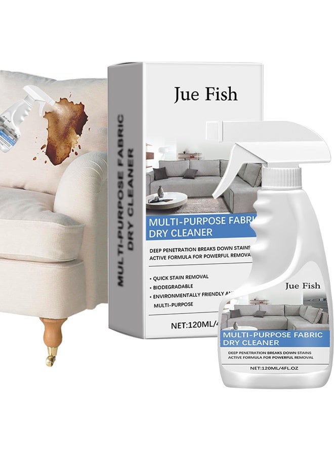 JUE FISH Multi-Purpose Fabric Dry Cleaner, Fabric Protector, Fabric Sofa Cleaner, Fabric Dry Cleaner, Carpet & Upholstery Stain Cleaner Spray Expert Stain And Odor Remover, No-Rinse Foam For Stubborn Stains On Couches, Pillows, Carpets & Upholstery, 120ml - Image 1