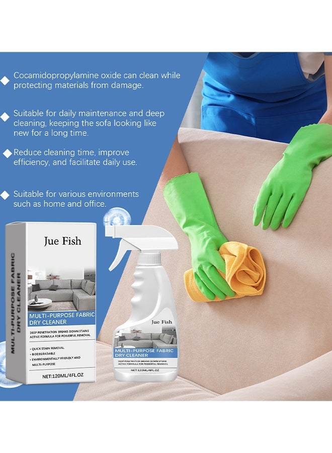 JUE FISH Multi-Purpose Fabric Dry Cleaner, Fabric Protector, Fabric Sofa Cleaner, Fabric Dry Cleaner, Carpet & Upholstery Stain Cleaner Spray Expert Stain And Odor Remover, No-Rinse Foam For Stubborn Stains On Couches, Pillows, Carpets & Upholstery, 120ml - Image 2