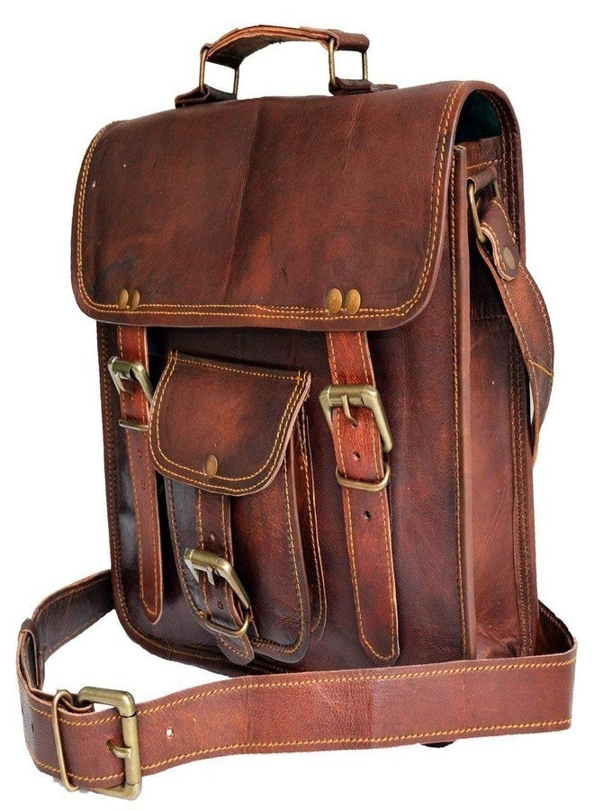 RSN 13 Inch Genuine Leather Briefcase Messenger Bag - Image 1