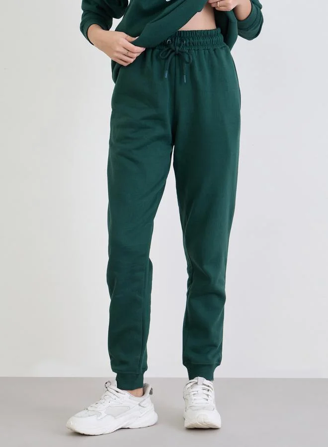 Styli Styli Dark Green Longline Sweatshirt and Joggers Co-Ords
