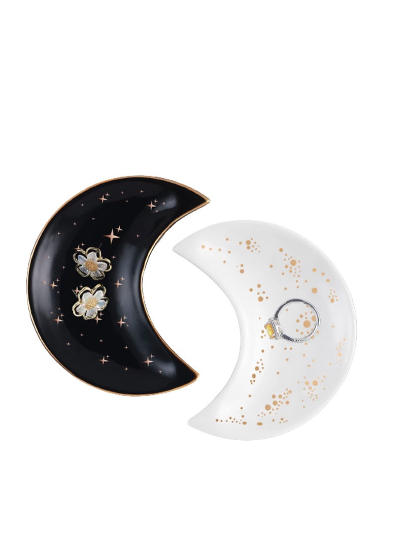 SYOSI Moon Shape Jewellery Tray, Ceramic Jewelry Dish, Trinket Dish Sundries Organiser Accessories for Home Decor - Image 1