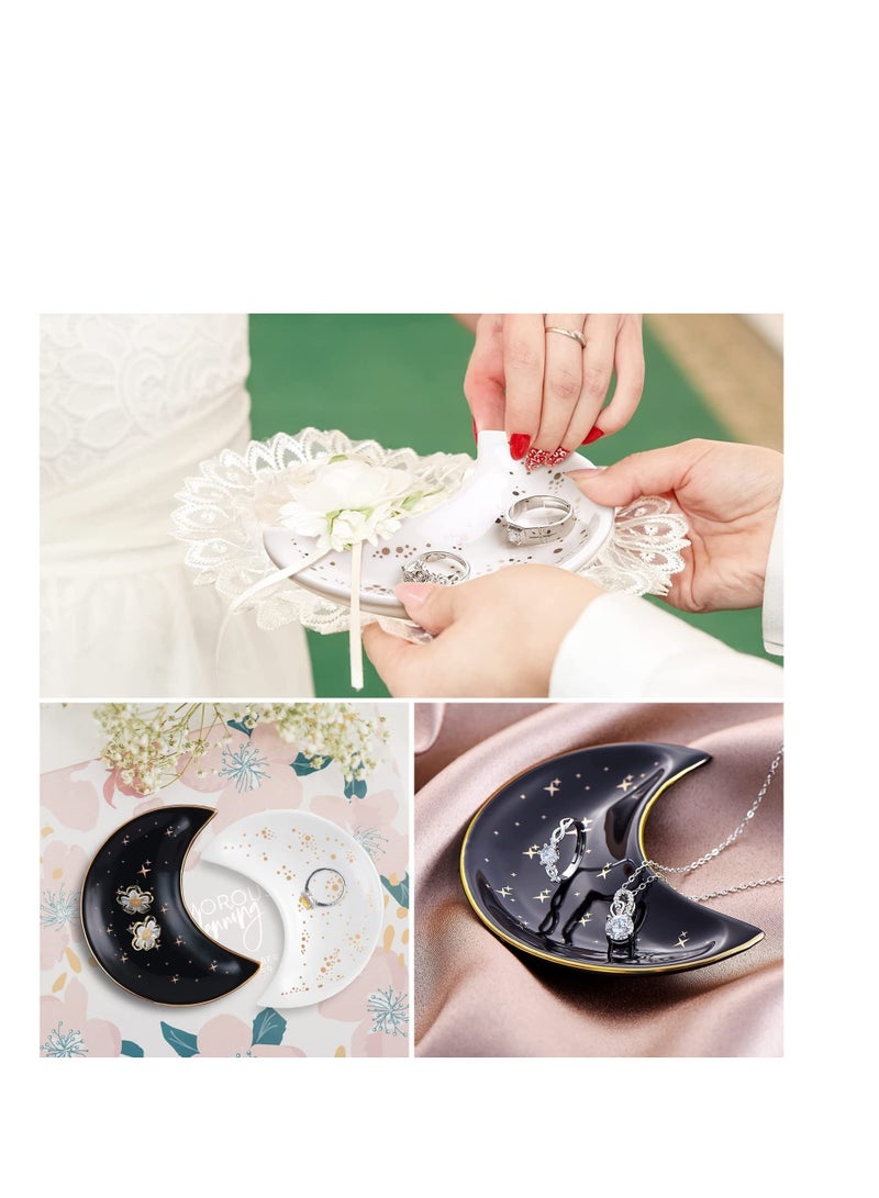 SYOSI Moon Shape Jewellery Tray, Ceramic Jewelry Dish, Trinket Dish Sundries Organiser Accessories for Home Decor - Image 4