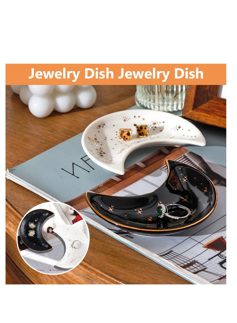 SYOSI Moon Shape Jewellery Tray, Ceramic Jewelry Dish, Trinket Dish Sundries Organiser Accessories for Home Decor - Image 2