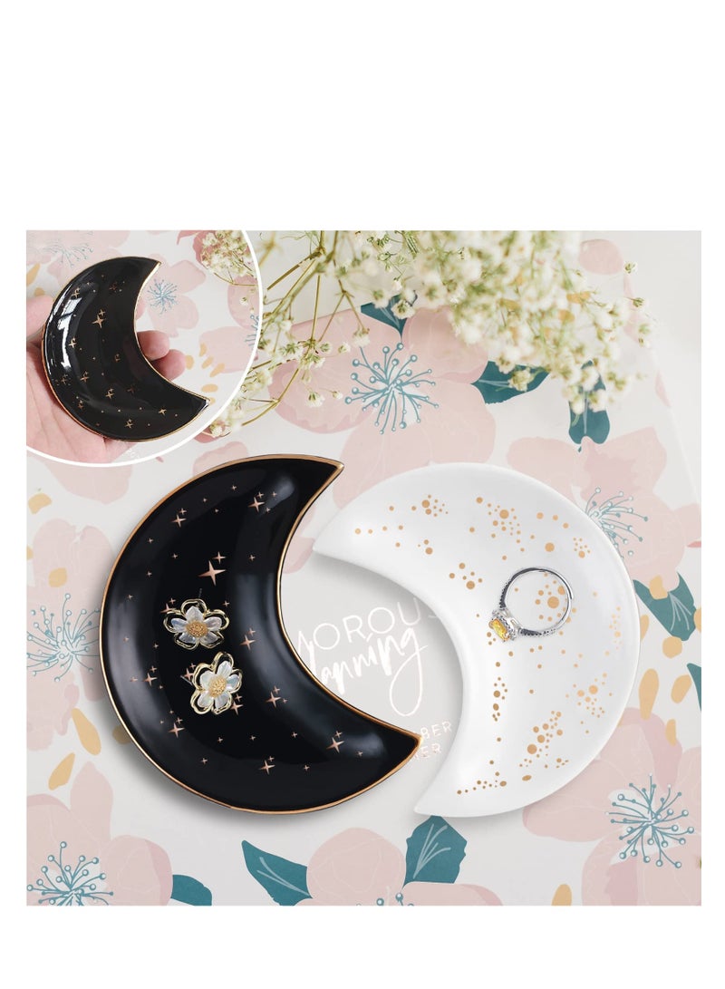 SYOSI Moon Shape Jewellery Tray, Ceramic Jewelry Dish, Trinket Dish Sundries Organiser Accessories for Home Decor - Image 3