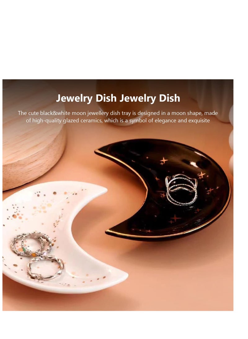 SYOSI Moon Shape Jewellery Tray, Ceramic Jewelry Dish, Trinket Dish Sundries Organiser Accessories for Home Decor - Image 5