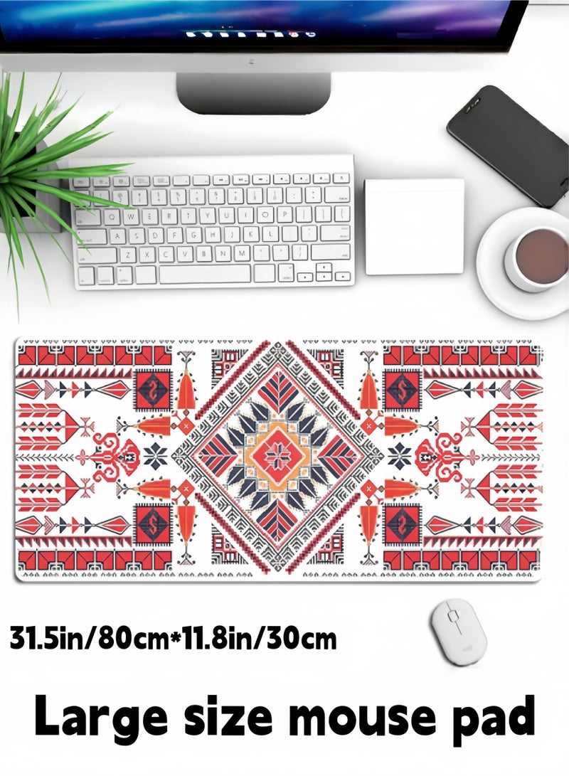 لوحة ماوس كبيرة، لوحة ماوس ممتدة بقاعدة مطاطية مانعة للانزلاق، لوحة ماوس للألعاب، سجادة مكتب للمكتب/العمل/الألعاب/المنزل/الديكور، نمط هندسي (31.5 بوصة/80 سم * 11.8 بوصة/30 سم) - Image 1