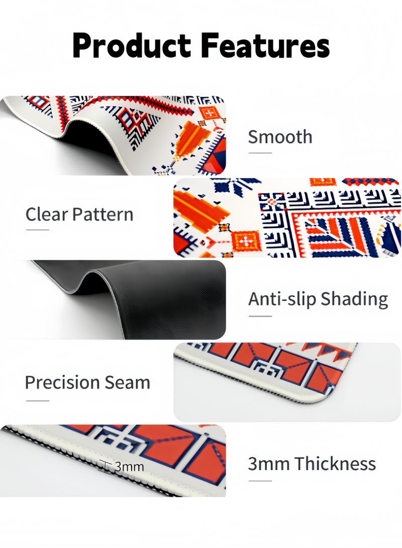 لوحة ماوس كبيرة، لوحة ماوس ممتدة بقاعدة مطاطية مانعة للانزلاق، لوحة ماوس للألعاب، سجادة مكتب للمكتب/العمل/الألعاب/المنزل/الديكور، نمط هندسي (31.5 بوصة/80 سم * 11.8 بوصة/30 سم) - Image 3