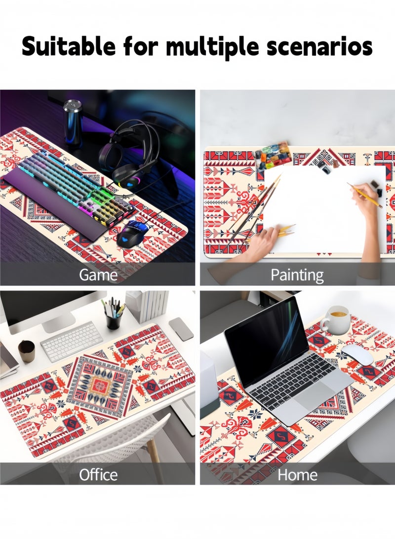 لوحة ماوس كبيرة، لوحة ماوس ممتدة بقاعدة مطاطية مانعة للانزلاق، لوحة ماوس للألعاب، سجادة مكتب للمكتب/العمل/الألعاب/المنزل/الديكور، نمط هندسي (31.5 بوصة/80 سم * 11.8 بوصة/30 سم) - Image 4