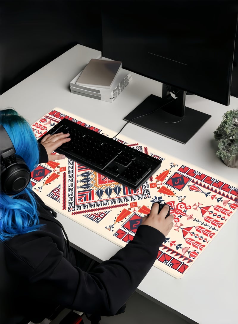 لوحة ماوس كبيرة، لوحة ماوس ممتدة بقاعدة مطاطية مانعة للانزلاق، لوحة ماوس للألعاب، سجادة مكتب للمكتب/العمل/الألعاب/المنزل/الديكور، نمط هندسي (31.5 بوصة/80 سم * 11.8 بوصة/30 سم) - Image 5