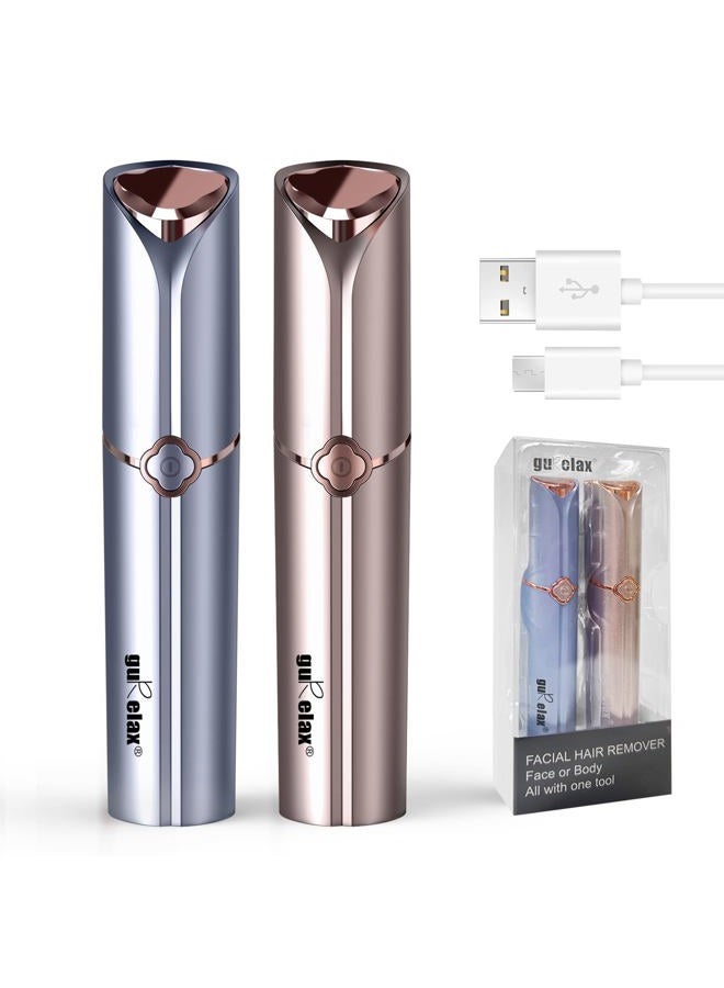 gurelax Facial Hair Removal for Women(1 Gold+1 Blue), Gurelax Electric Hair Removal Device, Painless Facial Hair Remover for Chin Upper Lip Peach Fuzz, with a Storage Bag - Image 1