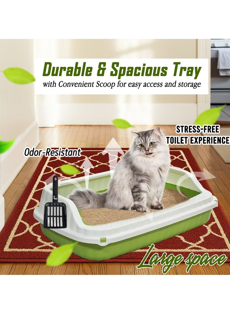 أن ان سي بيتس صندوق قمامة قطط مفتوح من الأعلى مع بلاستيك متين، مغرفة، قابل للإزالة وسهل التنظيف، صينية قمامة للحيوانات الأليفة بطول 59 سم مع سياج مرتفع، واقي من الرذاذ، محمول ومثالي لجميع أحجام القطط (أخضر) - Image 5