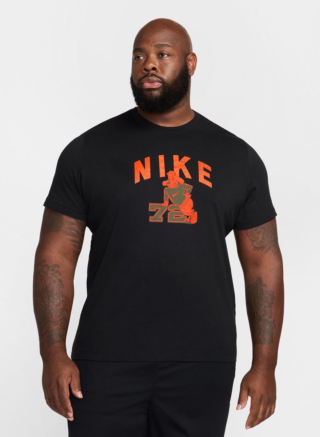 black nike shirt with orange