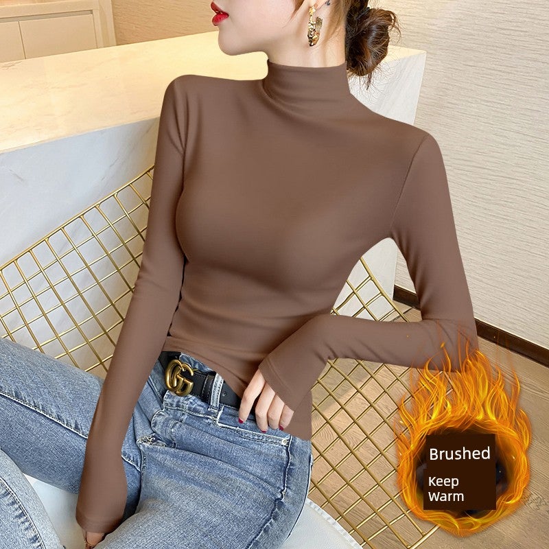 Modal half-turtleneck base shirt women's spring, autumn and winter inner wear high-end sense solid color long-sleeved t-shirt slim-fit outer wear - Image 2