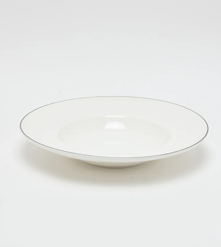 Sur La Table Pasta/ Soup Plate w/Rim 30cm White/Silver