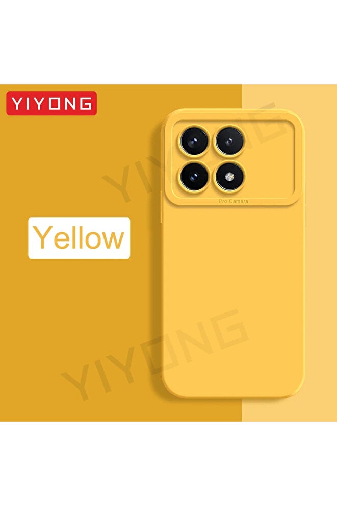 For POCO X6 Pro Yellow For PocoX6 Pro Case YIYONG Square Liquid Silicone Soft Cover For Xiaomi Poco