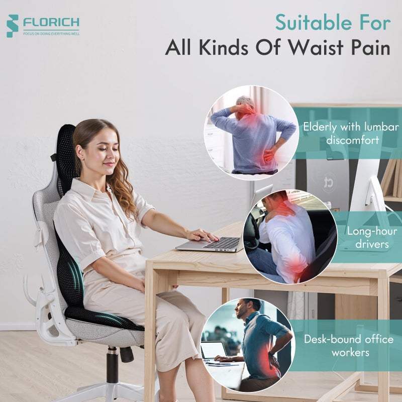 FLORICH Car Seat Cushion and Lumbar Support Pillow for Office Chair Car, Neck Headrest Pillow, Ergonomic Memory Foam, Pressure-Relieving Back Support for Car, Office Chair & Wheelchair â€“ Black - Image 5