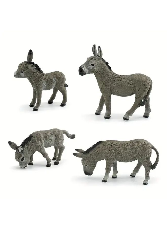 Fantarea 4 Piece Donkey Figurine Set Lifelike Educational PVC Toy - Image 5