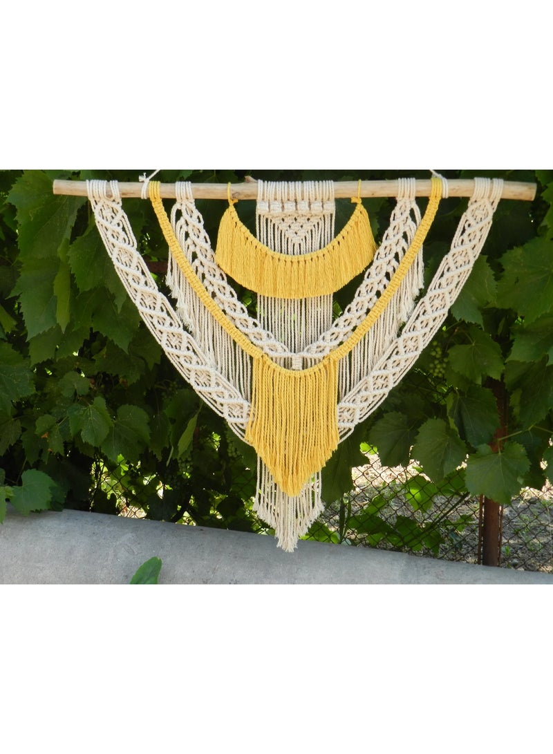 انتيكيانو تعليقة جدارية من المكرمية، خلفية مكرمية، ديكور بوهيمي، فن جداري، زينة حائط، ديكور مكرمي، هدية للمنزل الجديد، مكرمية عصرية، فن جداري بوهيمي - Image 1