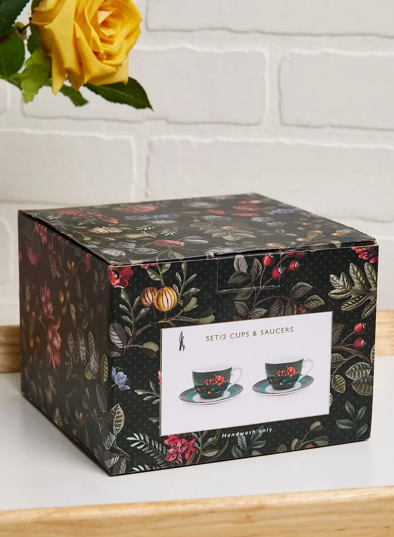 Pip Studio Cup With Saucer Winter Wonderland Bird S2