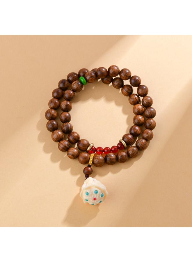 Natural Mountain Sandalwood Bodhi Round Beads Old Beads Bamboo Double Circle Multi-circle Bracelet Plate Playing Buddha Beads Bracelet 