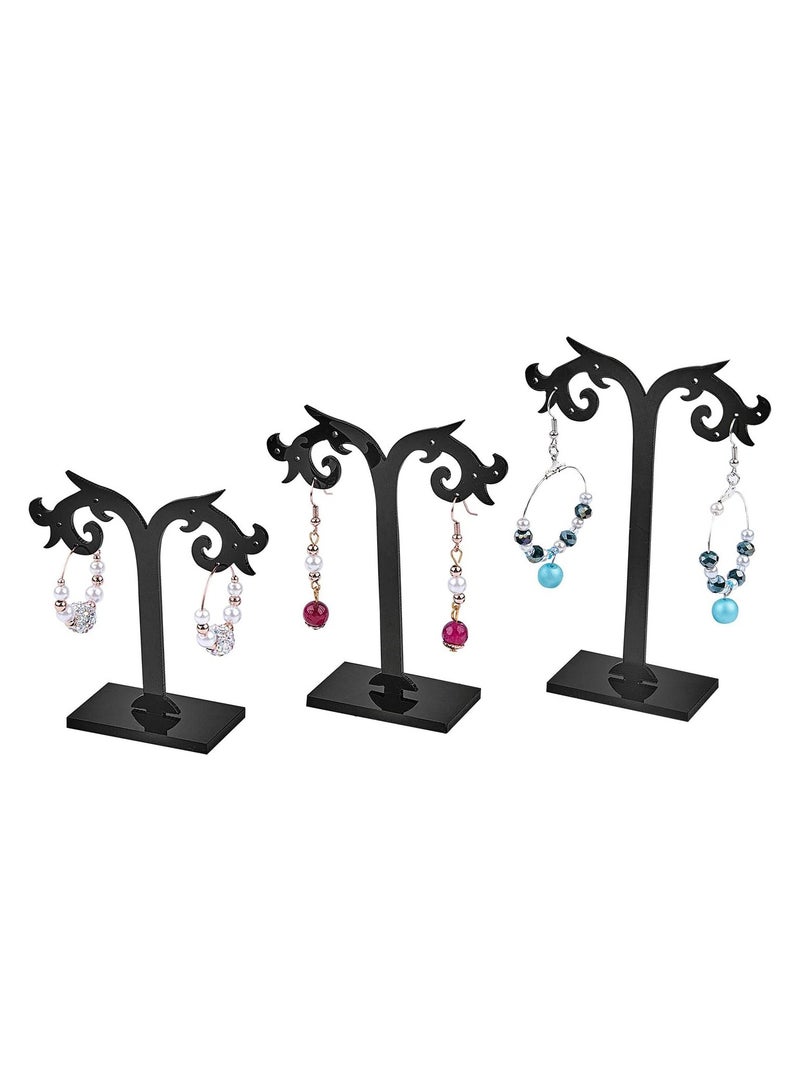 TPGP Acrylic Earring Tree Stand Black Jewelry Display Organizer | Ear Studs Holder Hanger Display Rack | (3 Heights: 3.14 inch, 3.93 inch, 4.72 inch) | 3 Pcs/Set - Image 1