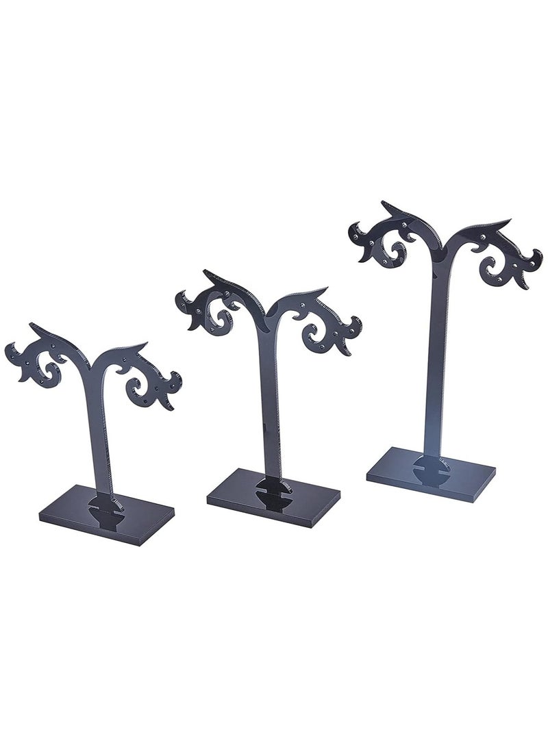 TPGP Acrylic Earring Tree Stand Black Jewelry Display Organizer | Ear Studs Holder Hanger Display Rack | (3 Heights: 3.14 inch, 3.93 inch, 4.72 inch) | 3 Pcs/Set - Image 2