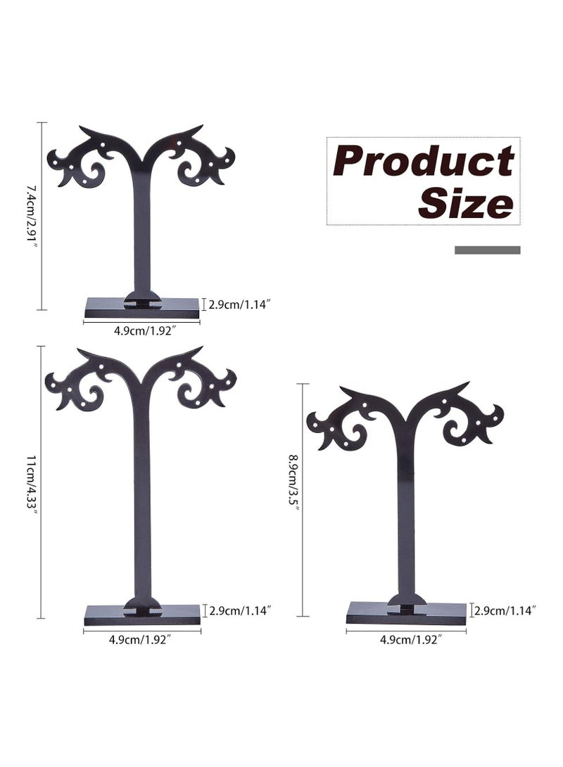 TPGP Acrylic Earring Tree Stand Black Jewelry Display Organizer | Ear Studs Holder Hanger Display Rack | (3 Heights: 3.14 inch, 3.93 inch, 4.72 inch) | 3 Pcs/Set - Image 3