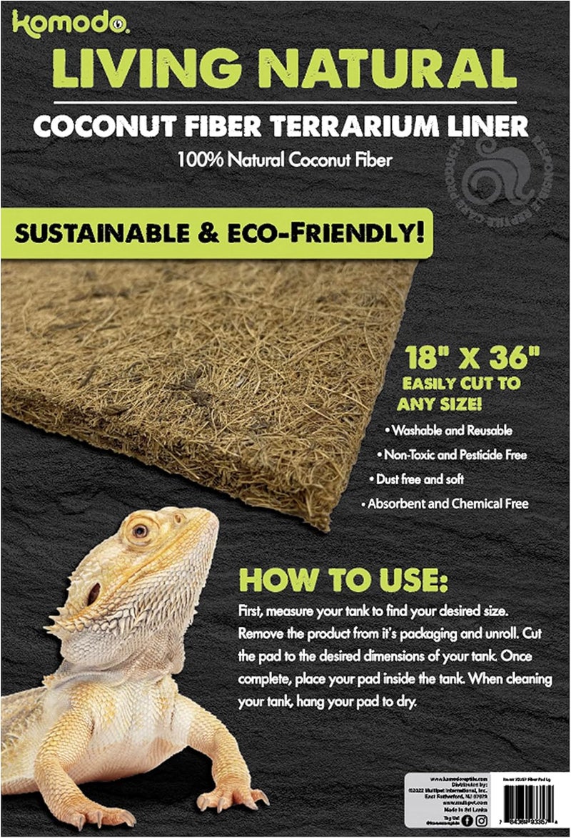 Komodo Fiber Pad  100 Natural Coconut Fiber Reptile Terrarium Liner  Washable and Reusable NonToxic with No Harmful Chemicals  Fits up to 18 by 36 Tank - Image 2