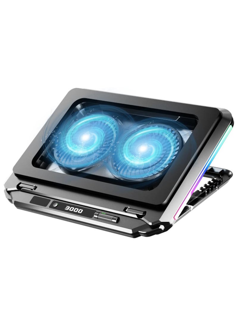 Funito Gaming Laptop Cooling Pad with Twin Turbo Pressure Air Notebook Cooler,RGB Gaming Atmosphere Light Multi-Angle Adjustment,360 Degrees Around The air Duct,All-Round efficient Heat Dissipation for Vario  - Image 1